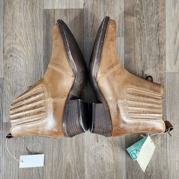 Roper Women's Size 6.5 Tan Burnished Leather Lace-Up Ankle Boots Western Booties - Picture 7 of 9